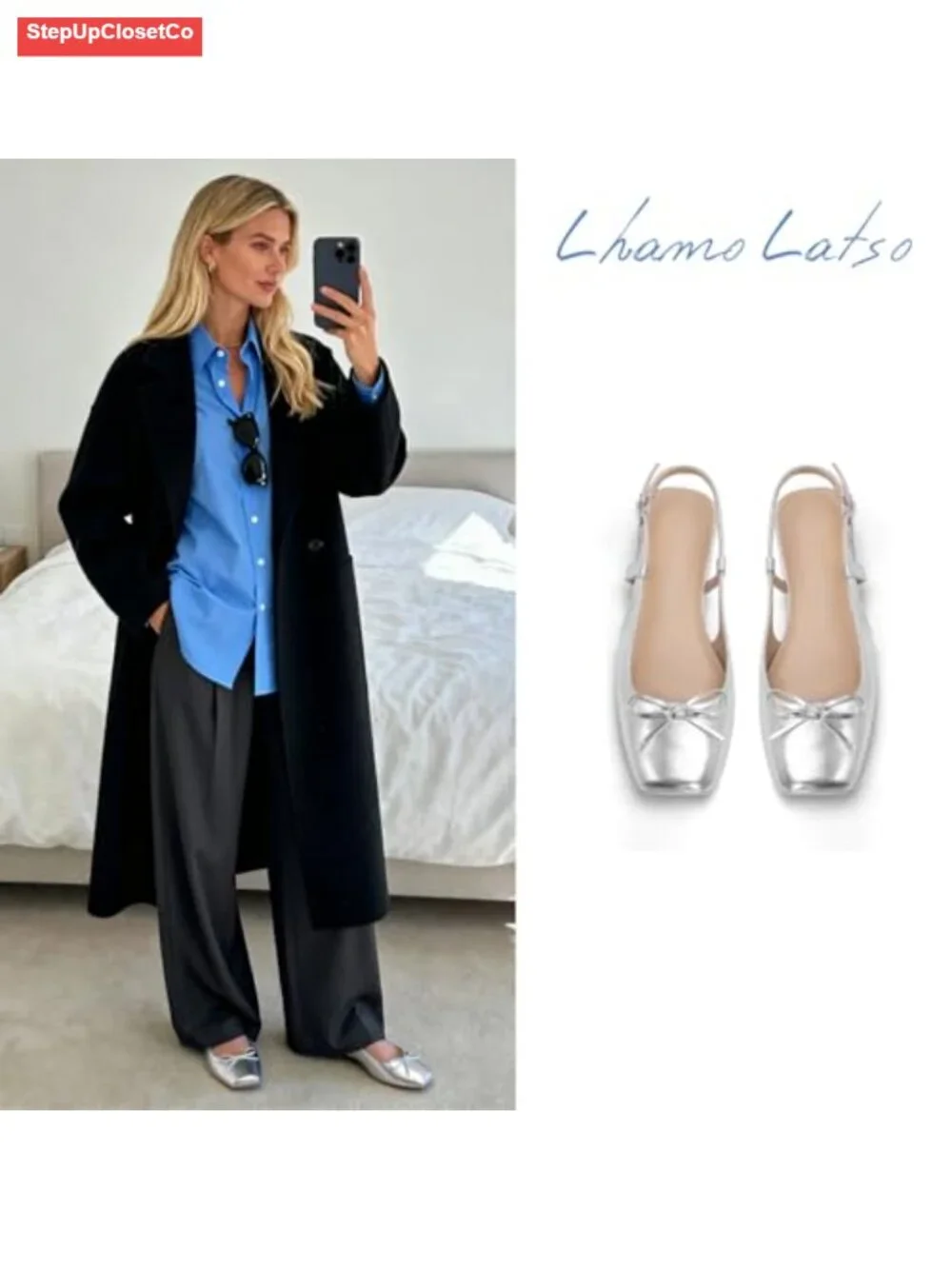 Square Toe Satin Ballet Flats with Ankle Buckles Slingback Dressy